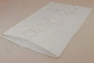 56x100 cm méretű fehér szájszegett PP zsák 40 kg termény tárolásához